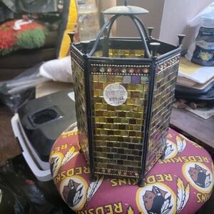 Mosaic Glass Lantern with Black Frame